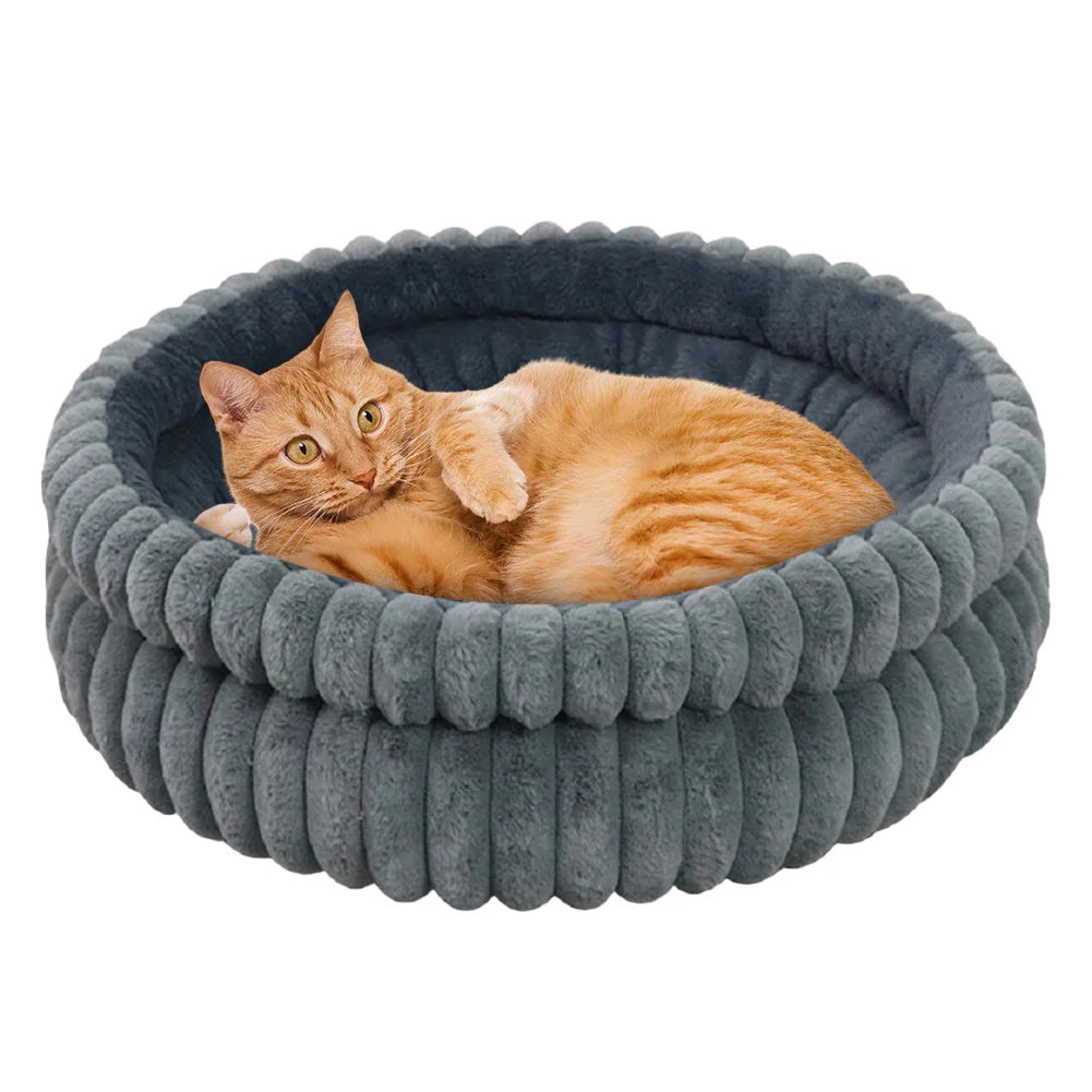60CM Cat Bed Kitten Bed with Anti-Slip Bottom Dog Beds & Furniture Soft Plush Fur Pet Bed Load Capacity of 15 Kg for Indoor