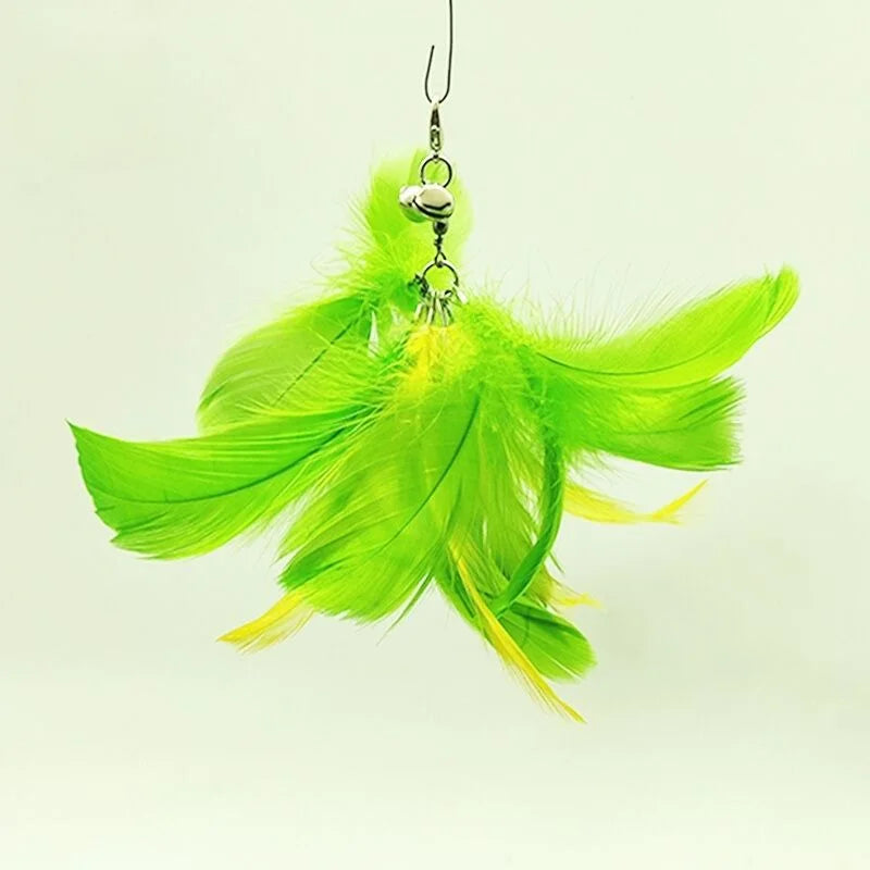 Handfree Bird/Feather Wand Bell Suction Cup Interactive Hunting Exercise