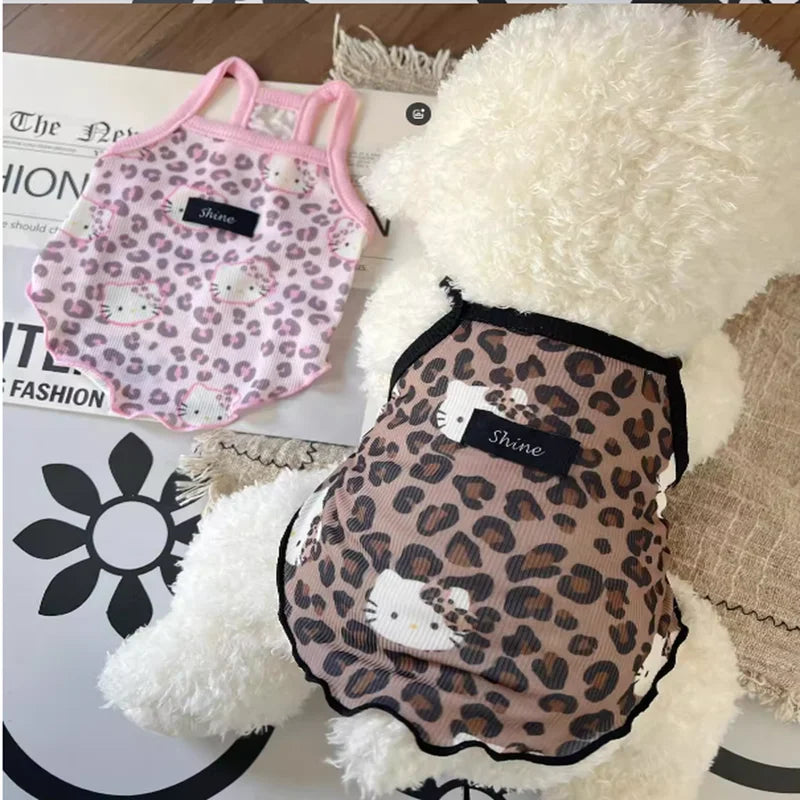 Spring Summer 2025 New Pet Clothes Spice Girls Wind Suspenders Leopard-Print Kitty Ice Silk And Cool Fabrics Cats Dogs Wear Them