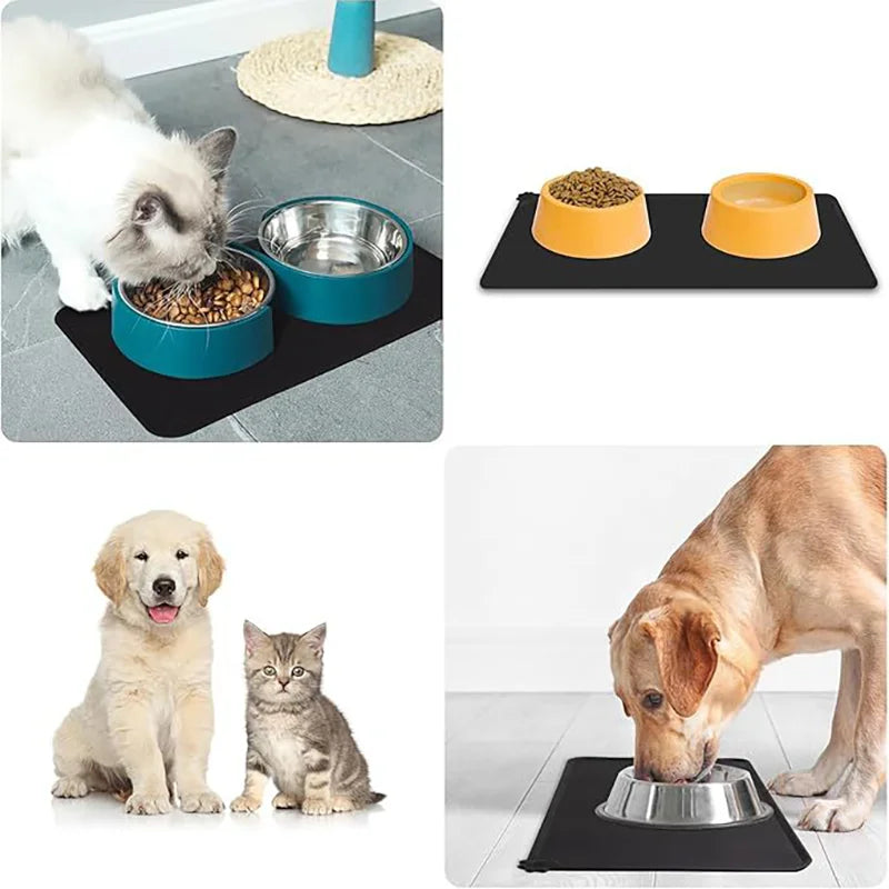 Silicone Pet Food Mat Washable Non-Slip Dog Bowl Mat Waterproof For Dogs Cats Food Water Feeding Mat Anti-Spill Floor Protect