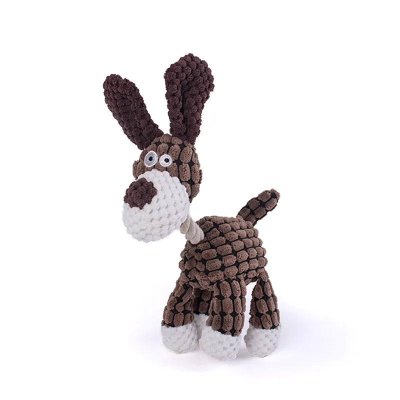 Hot Arrival Plush Dog Toy Animals Shape Bite Resistant Squeaky Toys Corduroy Dog Toys for Small Large Dogs Puppy Pets Training