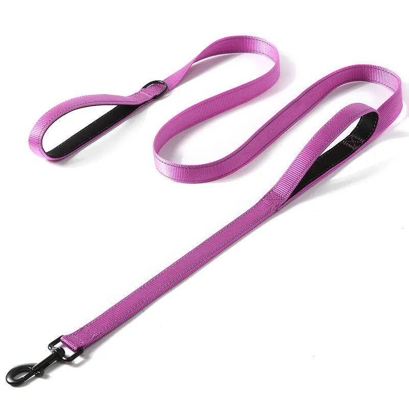 1.2/1.5/1.8m Two Handle Heavy Duty Double Handle Nylon Dog Leash For Training Control Guard Rope Walking Cats Dogs Harness Lead