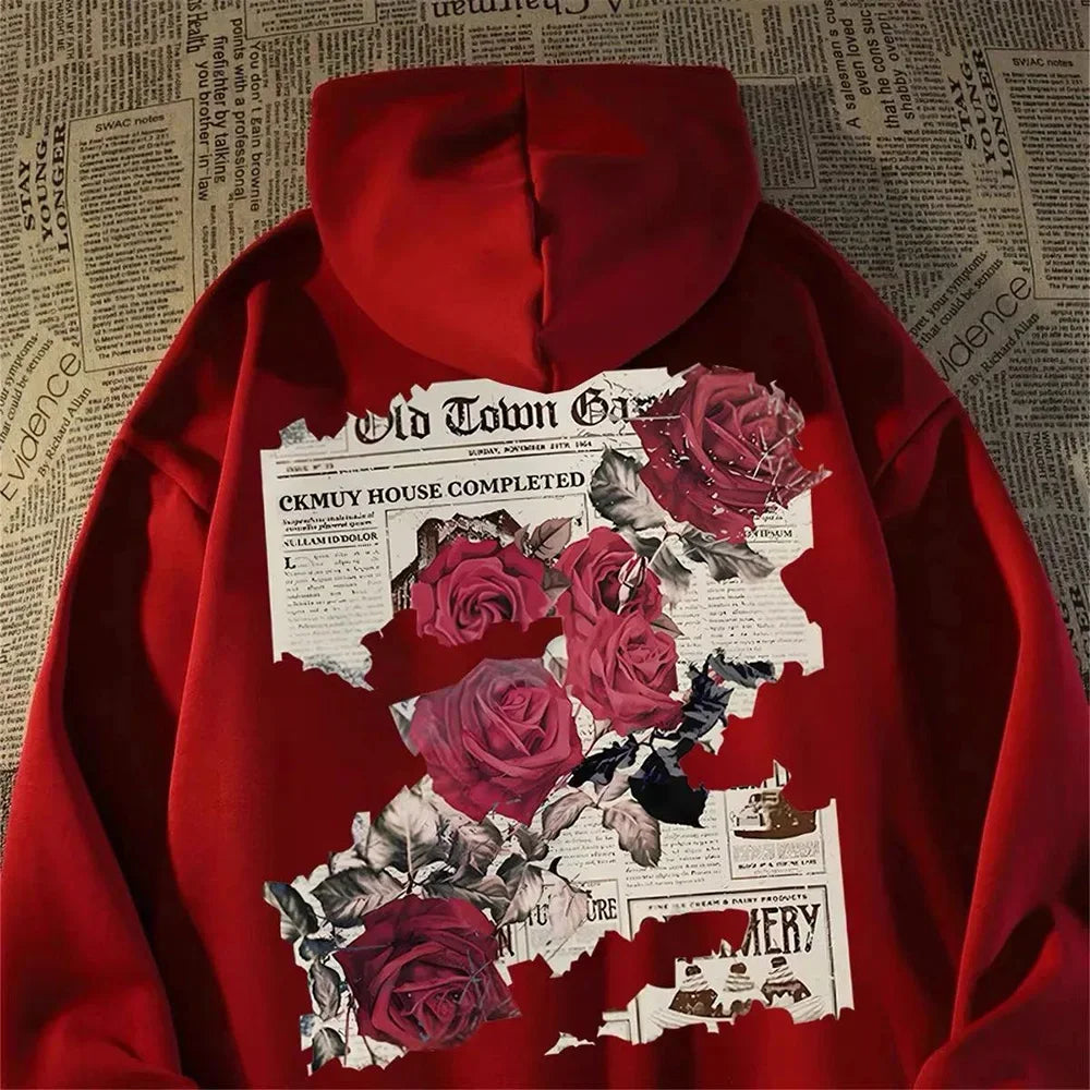 Men’s Graphic Rose Print Hoodie