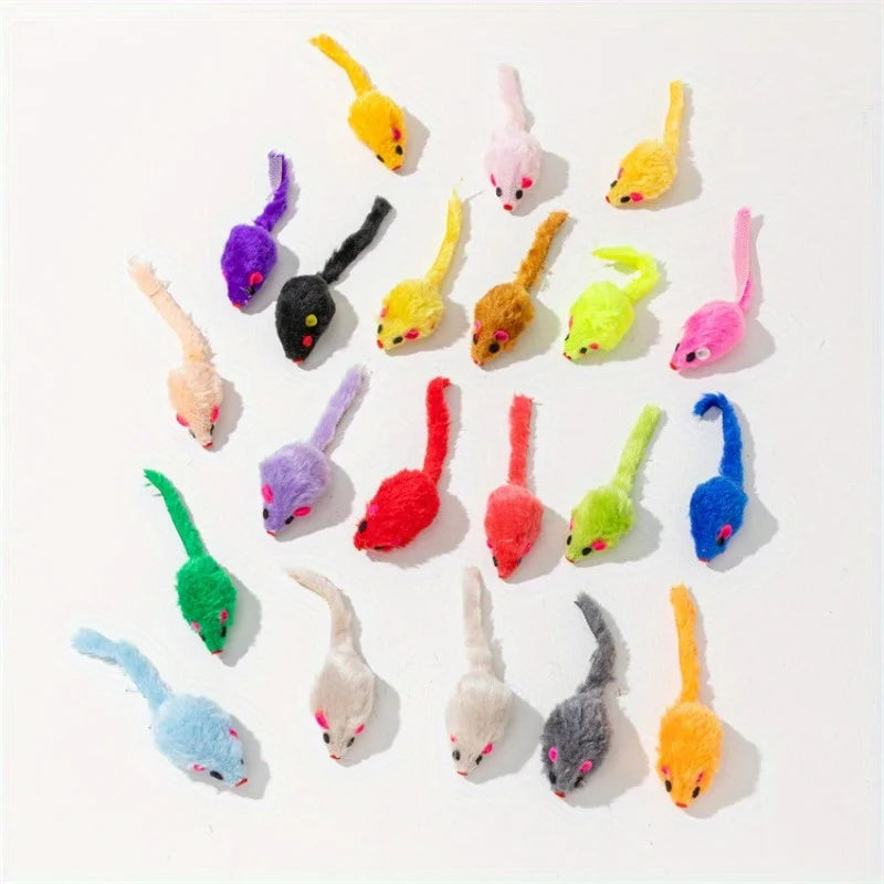 25 Pack Plush Little Mice Cat Toys Mouse Shaped cat Toys Interactive Mouse Toys Suitable for Aggressive Games Sports