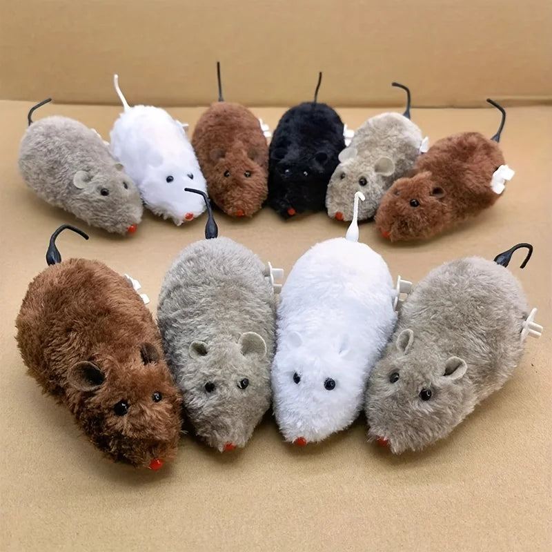 1/5pcs Interactive Plush Wind-Up Mouse Mechanical Moving