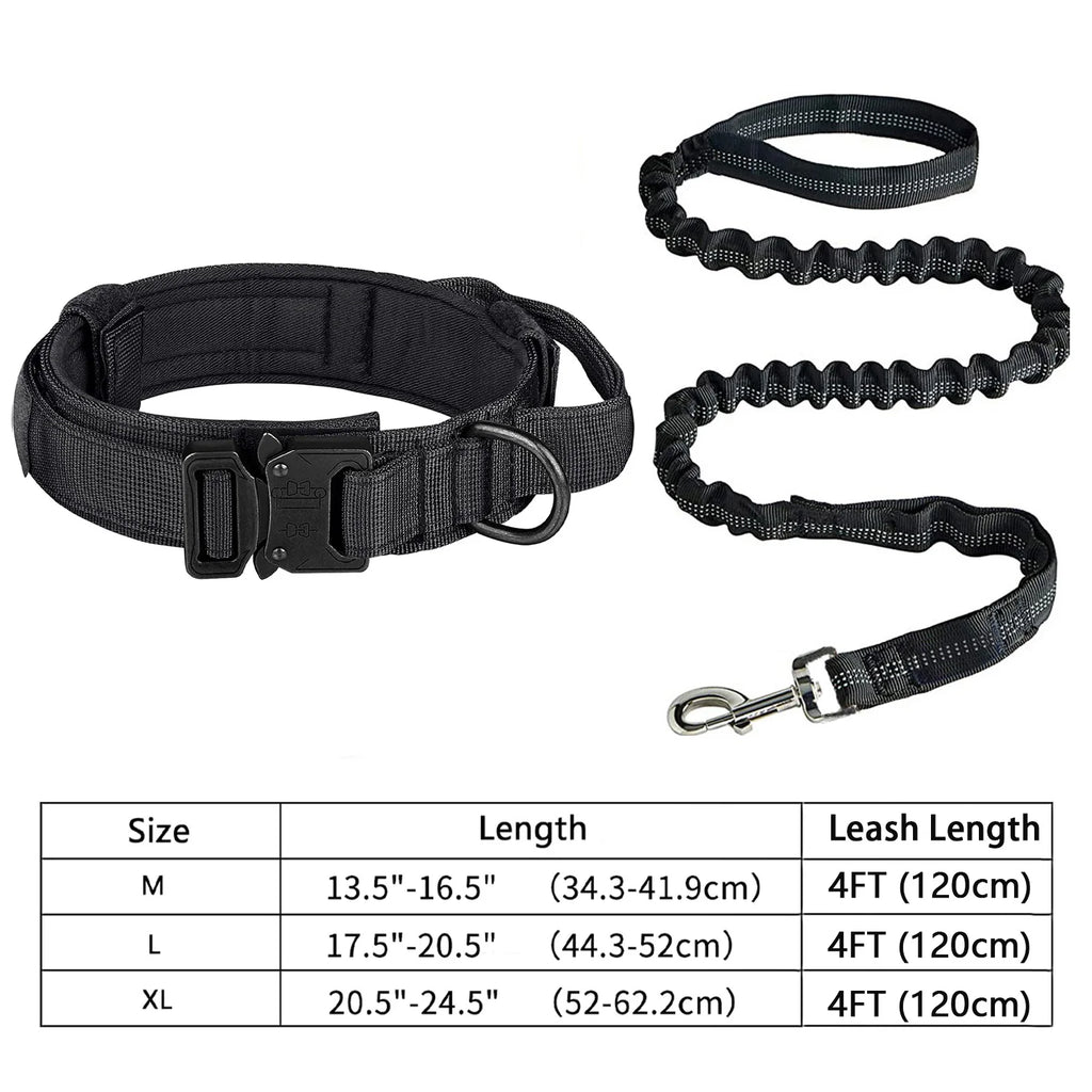 Heavy-Duty Military Tactical Dog Collar & Leash Set: Adjustable & Durable For All sized dog