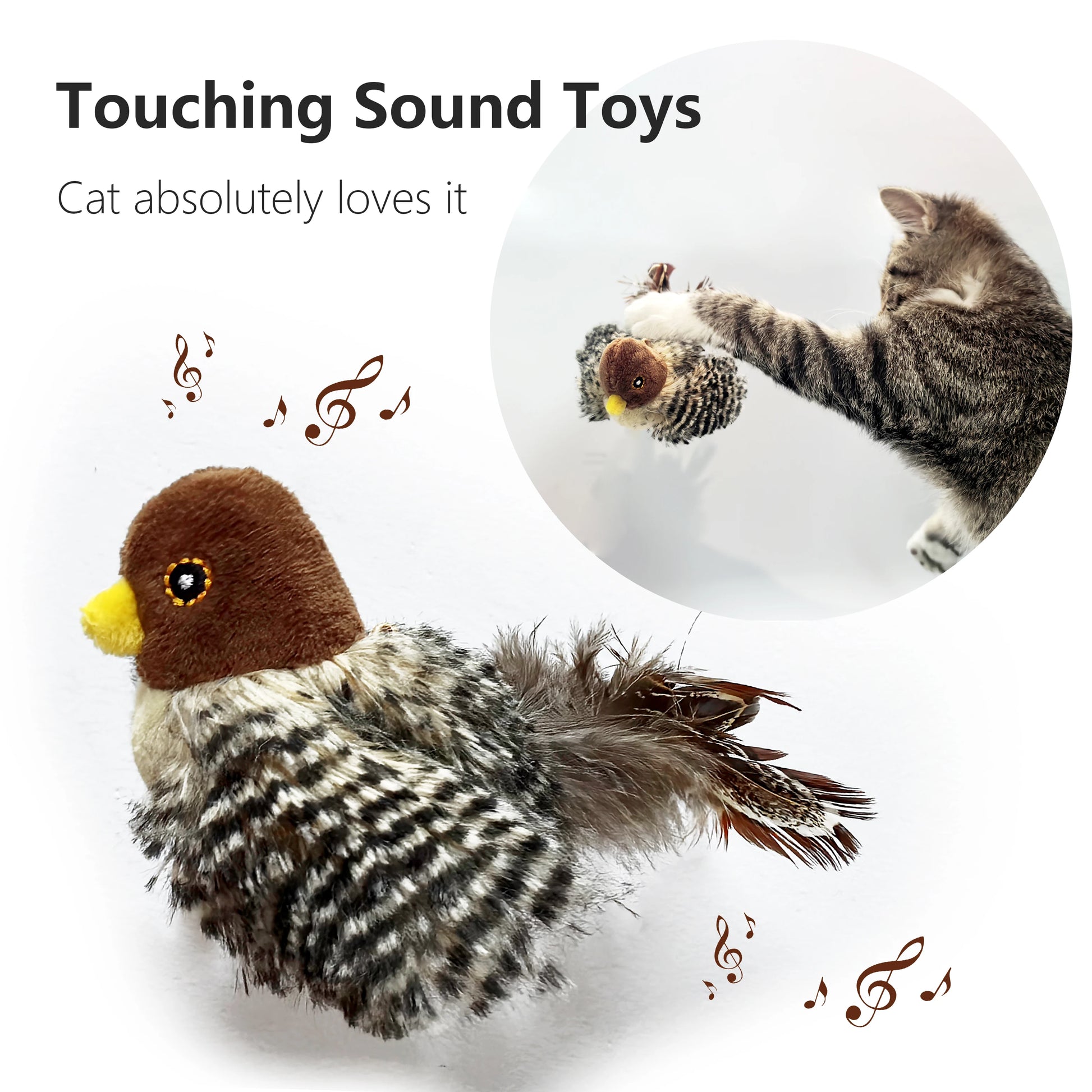 Interactive Squeaky Bird Feather Catnip Chirping
