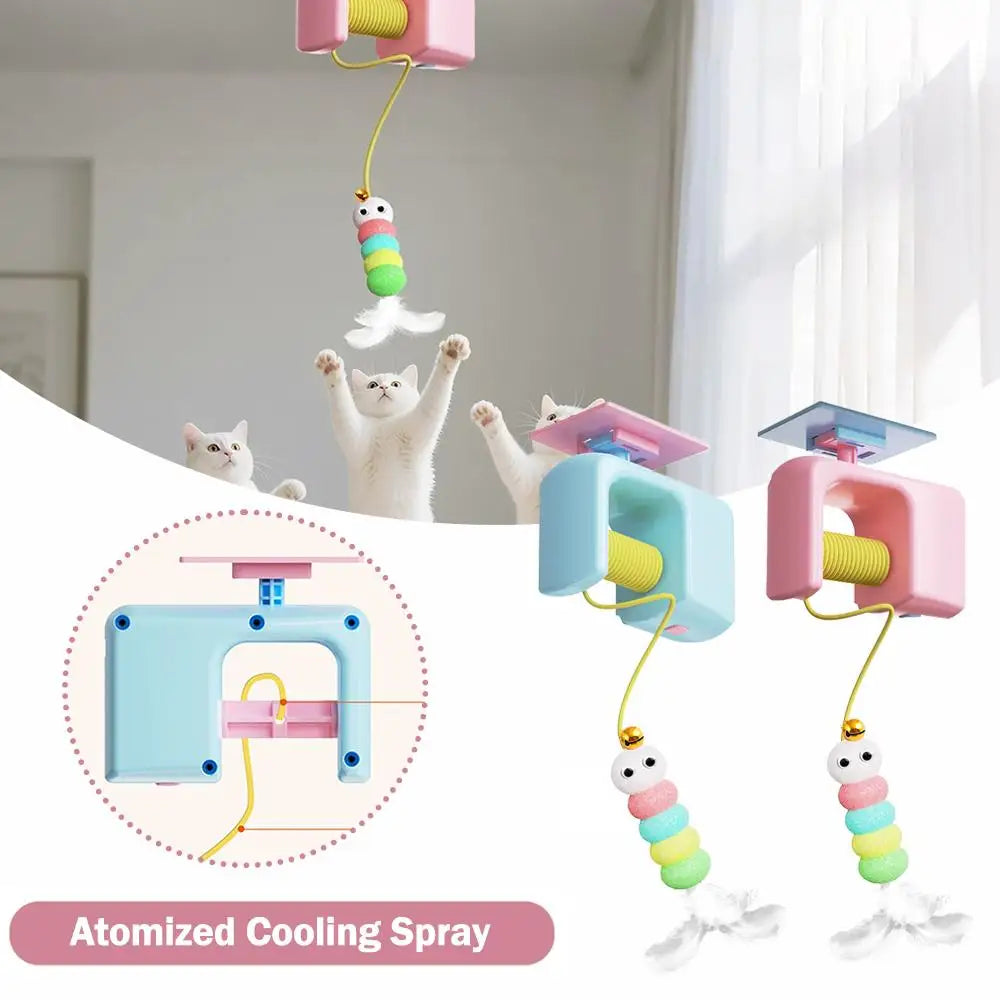 Electric Interactive Cat Teasing Stick Toy Elastic Rope Automatic Flying Bird Cat Toy Pet Stress Relief Toys For Cats