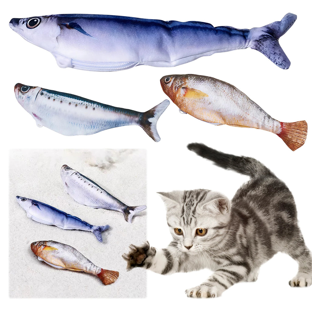 Simulation Fish Catnip Toy Anti-Bite Activated Kitten Toy Interactive Cat Exercise Toys for All Breeds Cat Kicker