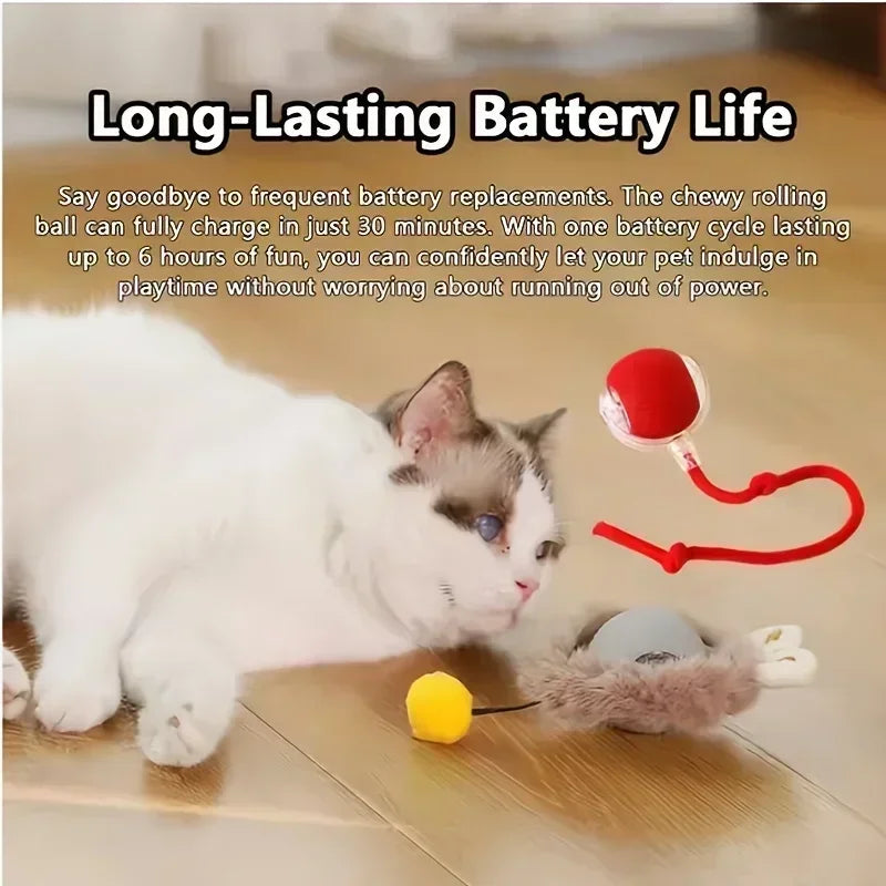 Cat Toys Rechargeable Pet Interactive Automatic Rolling Ball Toy Cats Pet Products New Electric Dog Ball Toy Simulated Tail for