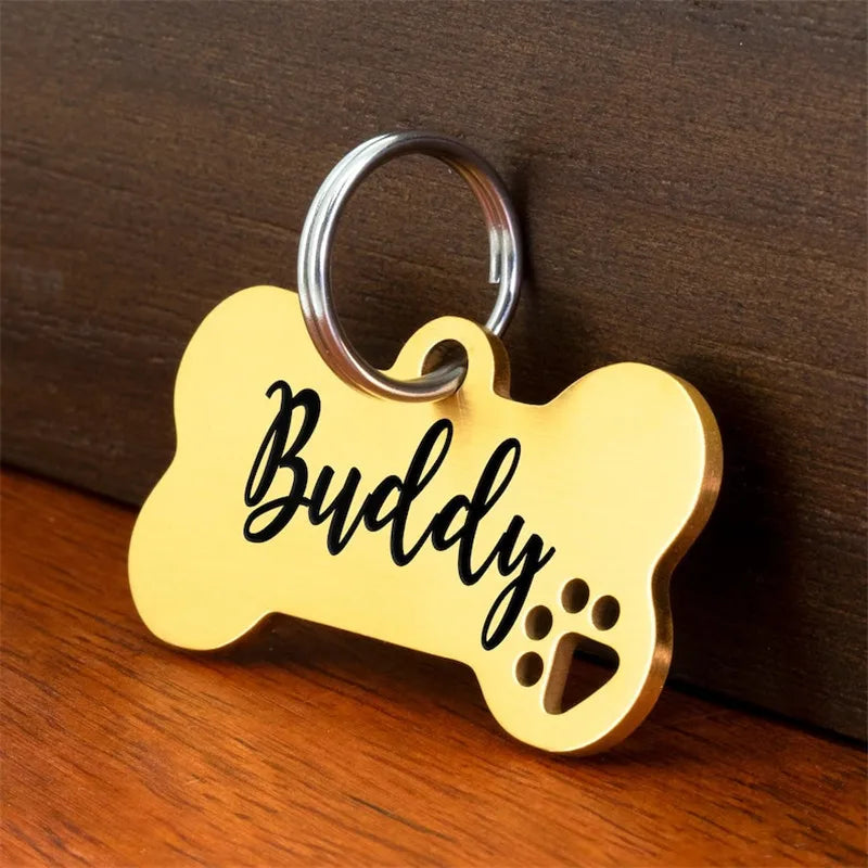 Stainless steel Personalized Engraving Anti-lost Dog ID Tag Customized Pet Name Puppy Collar Dog Cat Bone Tags Pet Supplies