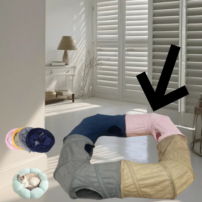 Collapsible Suede Tunnel Interactive Bedding