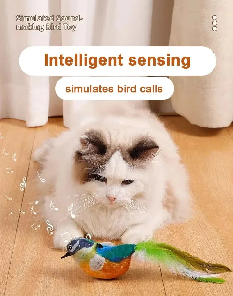 Simulated Bird Cat Toy Interactive Rechargeable Catnip Touch Activated Plush