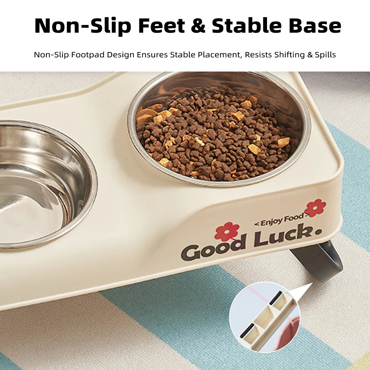 One Dopamine Color Personality High-Low Design Anti-Slip Pet Bowl, Dog and Cat Feeding Dish for Medium to Small Dogs