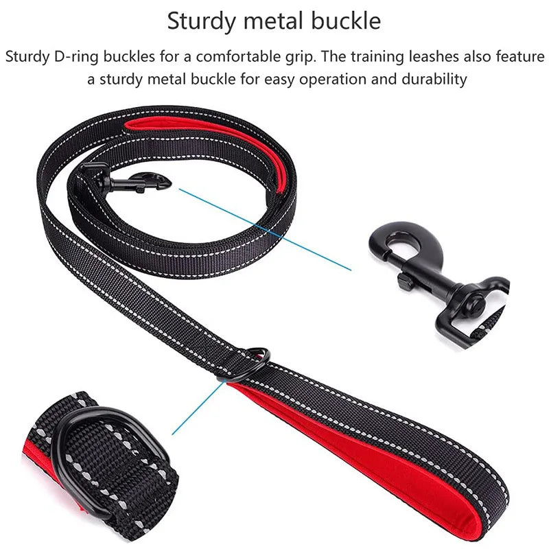 1.2/1.5/1.8m Two Handle Heavy Duty Double Handle Nylon Dog Leash For Training Control Guard Rope Walking Cats Dogs Harness Lead