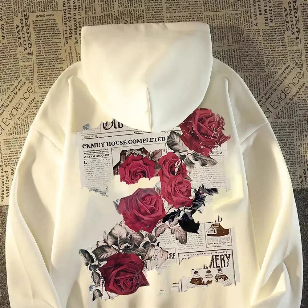 Men’s Graphic Rose Print Hoodie
