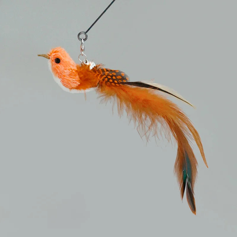 Handfree Bird/Feather Wand Bell Suction Cup Interactive Hunting Exercise
