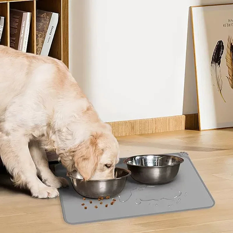 Silicone Pet Food Mat Washable Non-Slip Dog Bowl Mat Waterproof For Dogs Cats Food Water Feeding Mat Anti-Spill Floor Protect