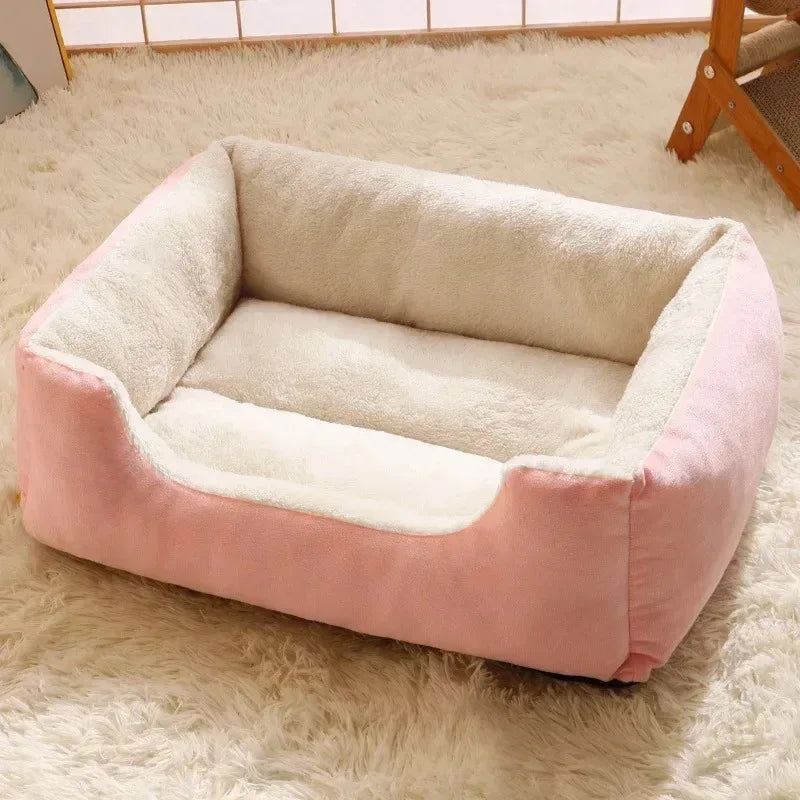 Winter Warm Cat Kennel Dog Kennel Pad Square Kennel Small and Medium-sized Dog Teddy Corgi Sofa Bed All-weather Pet Kennel