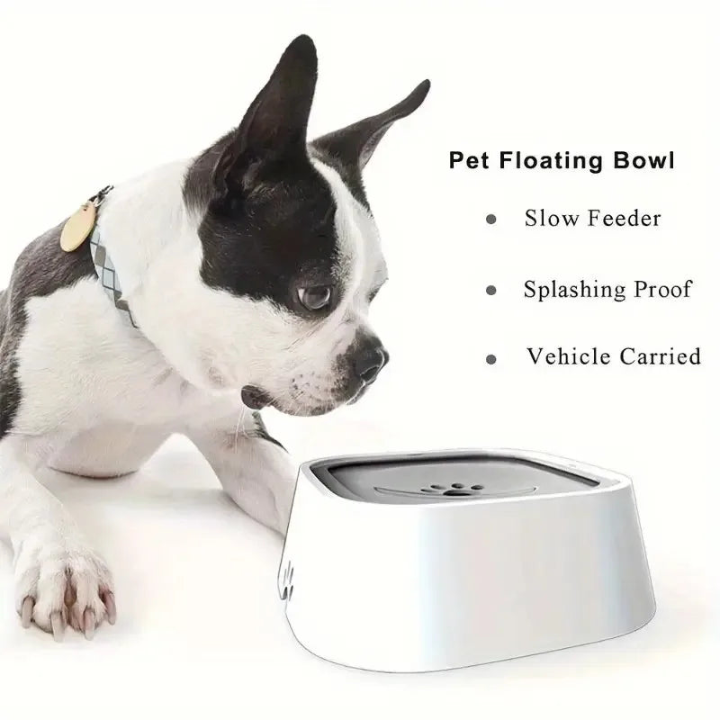 Spill-Proof Pet Water Bowl, Non-Slip Base, Floating Filter, Clear Design, No Batteries, for Dogs, Travel, Water Station