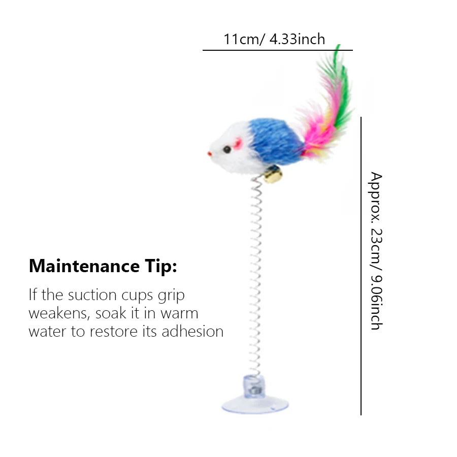 Swinging Mouse Toy - Feather with Bell Sound, Interactive Cat Toy