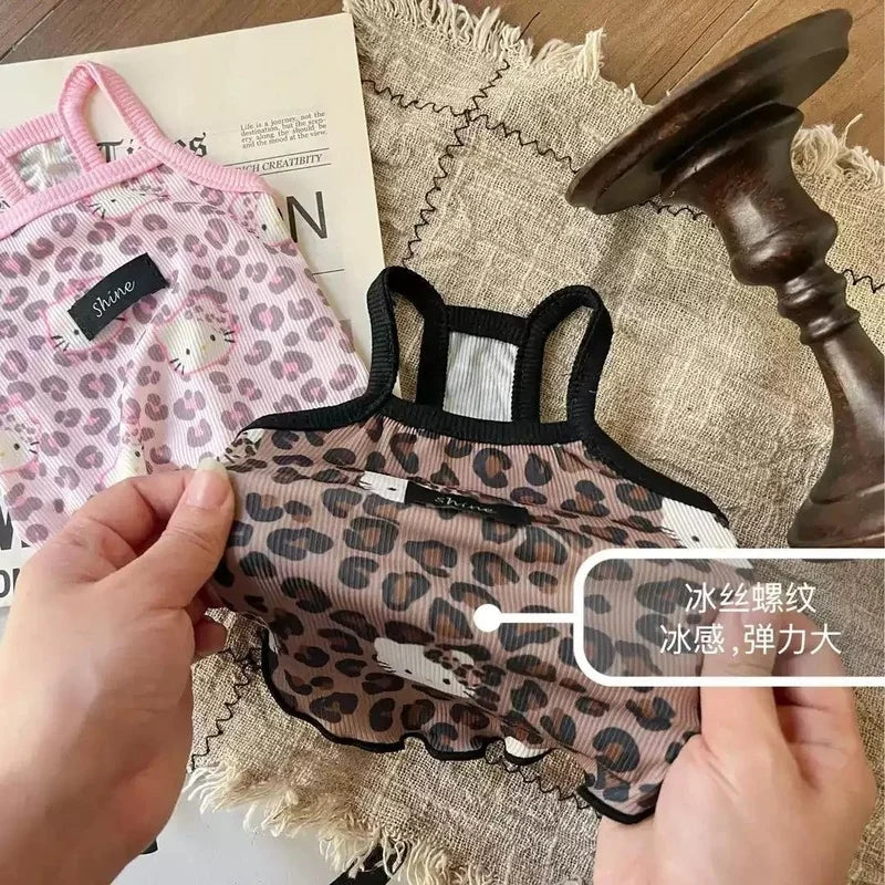 Spring Summer 2025 New Pet Clothes Spice Girls Wind Suspenders Leopard-Print Kitty Ice Silk And Cool Fabrics Cats Dogs Wear Them