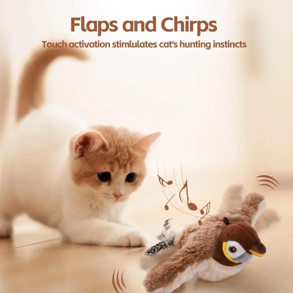 Simulated Bird Cat Toy Interactive Rechargeable Catnip Touch Activated Plush