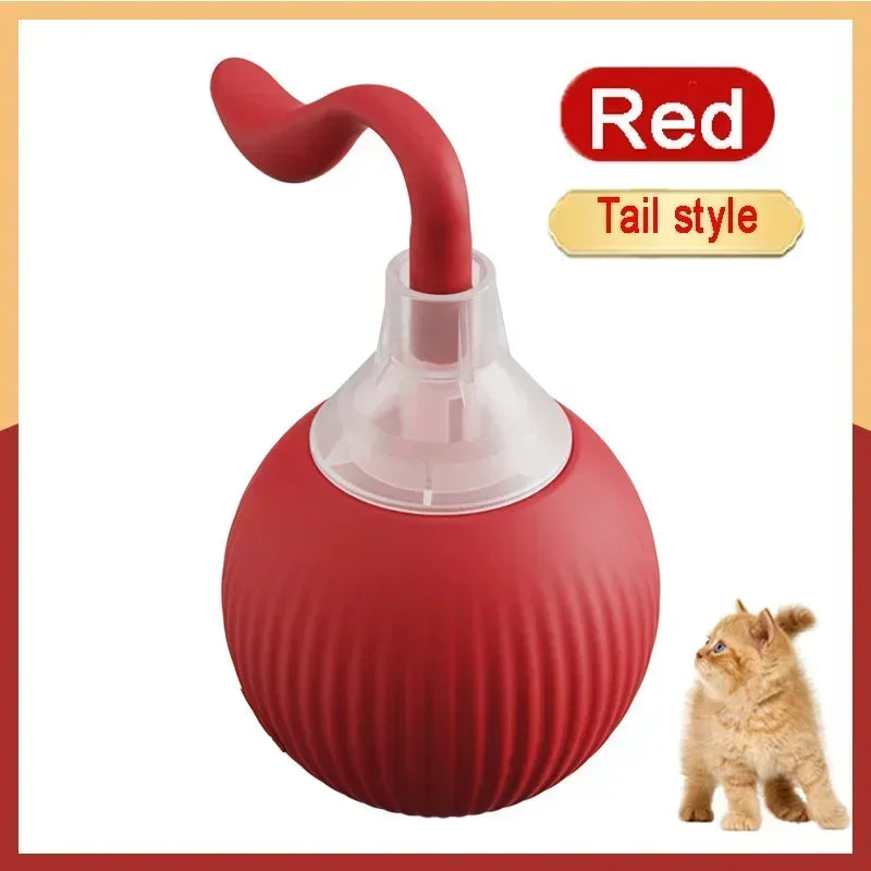 Cat Toys Rechargeable Pet Interactive Automatic Rolling Ball Toy Cats Pet Products New Electric Dog Ball Toy Simulated Tail for