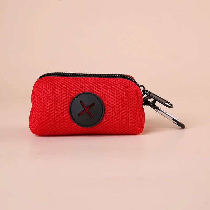 Canvas Dog Poop Bag Holder, Outdoor Pet Waste Bag Dispenser with Carabiner Clip, Animal Waste Collection Pouch