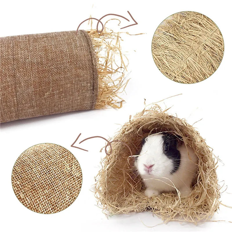 Guinea-Pig Rabbit Hideaway Toys Grass Straw Bunny Toy Tunnel Hamster Accessories for Chinchilla Ferret Rats Pets Accessories