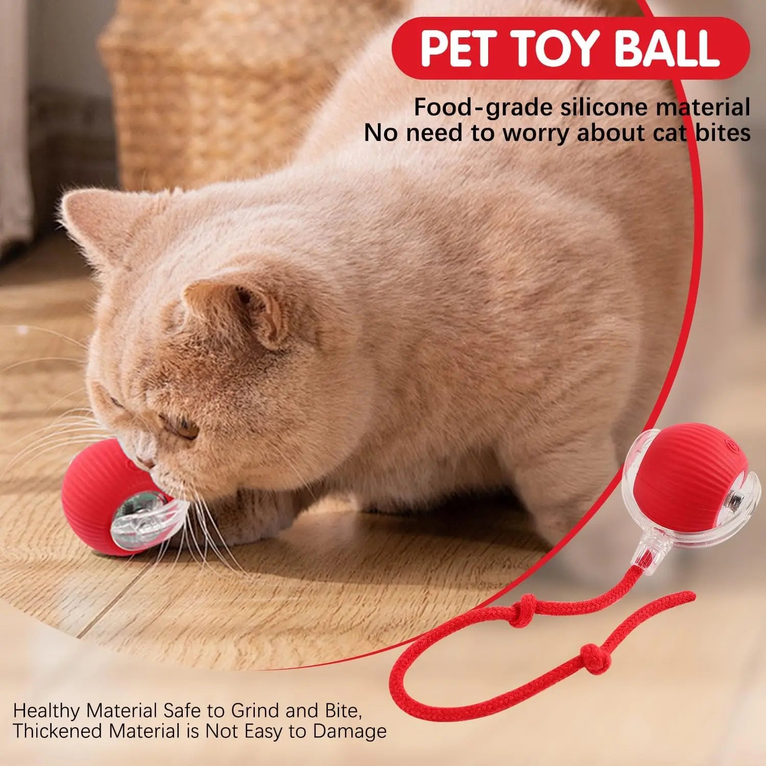 Cat Interactive Ball Toy 3 Mode Automatic Rolling Ball Faux Tail Rechargeable Smart Pet Electric Toy Cat Training Imitate Mouse
