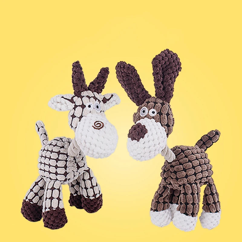 Hot Arrival Plush Dog Toy Animals Shape Bite Resistant Squeaky Toys Corduroy Dog Toys for Small Large Dogs Puppy Pets Training