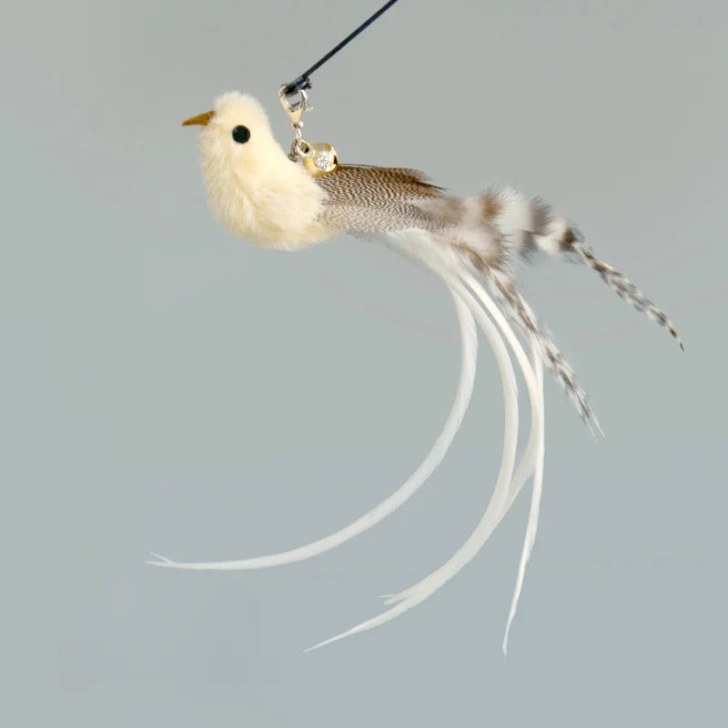 Handfree Bird/Feather Wand Bell Suction Cup Interactive Hunting Exercise