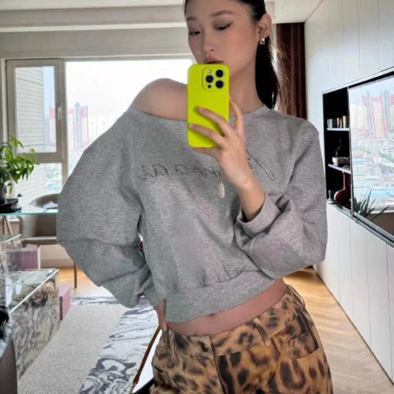 Women’s Off-Shoulder Cropped Hoodie