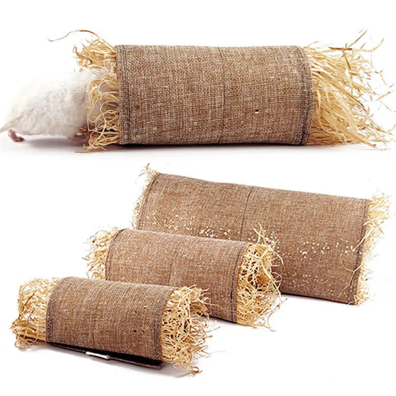 Guinea-Pig Rabbit Hideaway Toys Grass Straw Bunny Toy Tunnel Hamster Accessories for Chinchilla Ferret Rats Pets Accessories