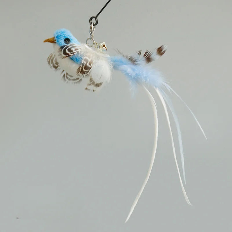 Handfree Bird/Feather Wand Bell Suction Cup Interactive Hunting Exercise