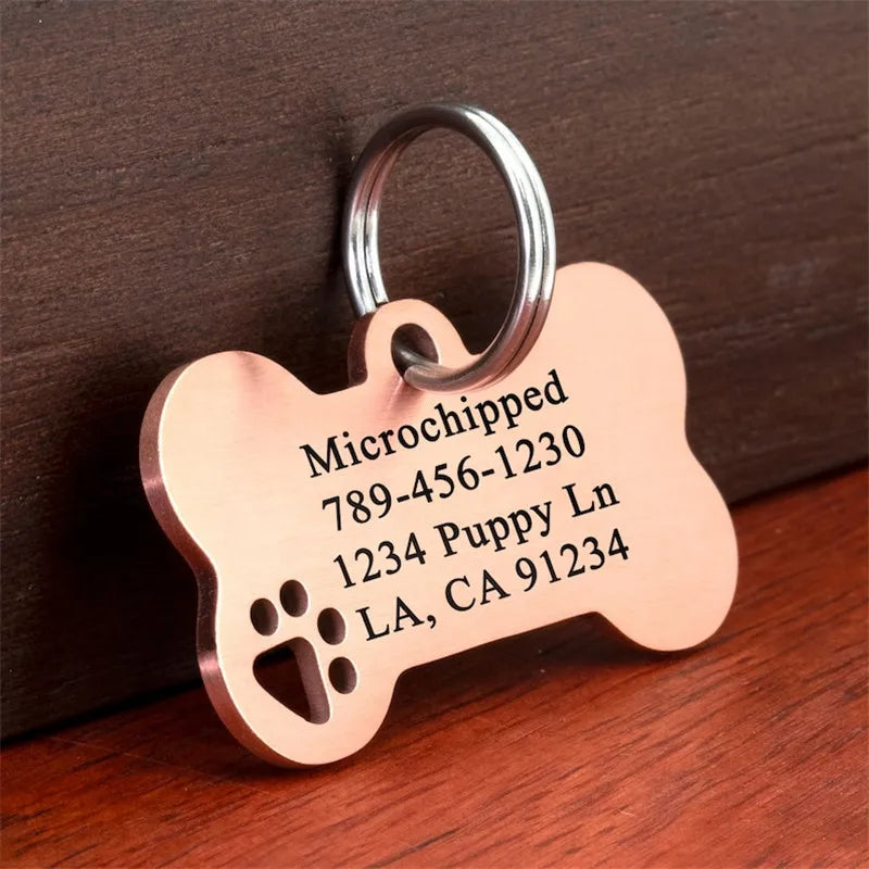Stainless steel Personalized Engraving Anti-lost Dog ID Tag Customized Pet Name Puppy Collar Dog Cat Bone Tags Pet Supplies