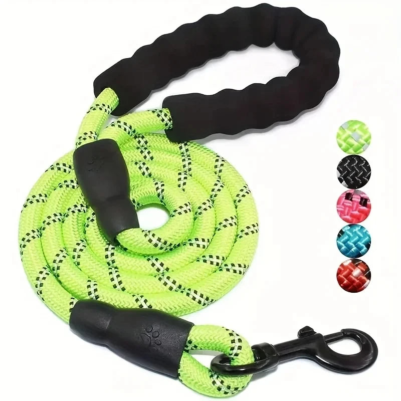 Reflective Dog Leash With Comfortable Padded Handle - Double Heavy Duty Traction Rope For Strong Dogs - Enhance Safety And Contr