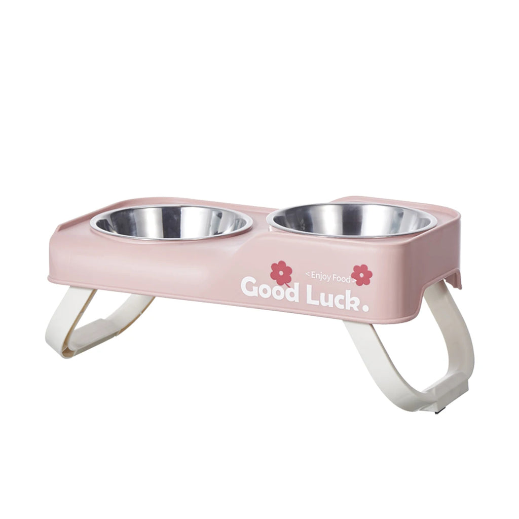 One Dopamine Color Personality High-Low Design Anti-Slip Pet Bowl, Dog and Cat Feeding Dish for Medium to Small Dogs