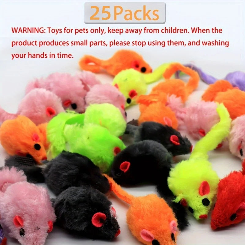 25 Pack Plush Little Mice Cat Toys Mouse Shaped cat Toys Interactive Mouse Toys Suitable for Aggressive Games Sports