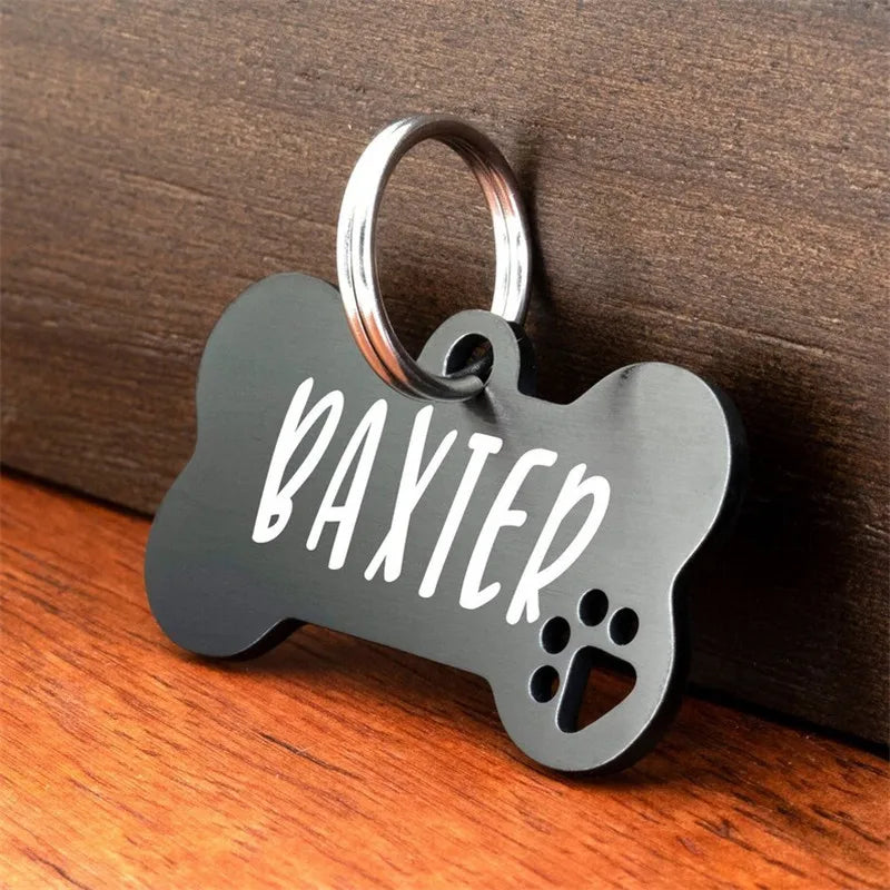 Stainless steel Personalized Engraving Anti-lost Dog ID Tag Customized Pet Name Puppy Collar Dog Cat Bone Tags Pet Supplies