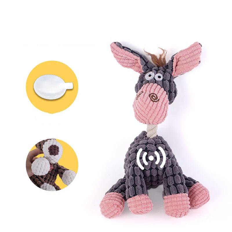 Hot Arrival Plush Dog Toy Animals Shape Bite Resistant Squeaky Toys Corduroy Dog Toys for Small Large Dogs Puppy Pets Training