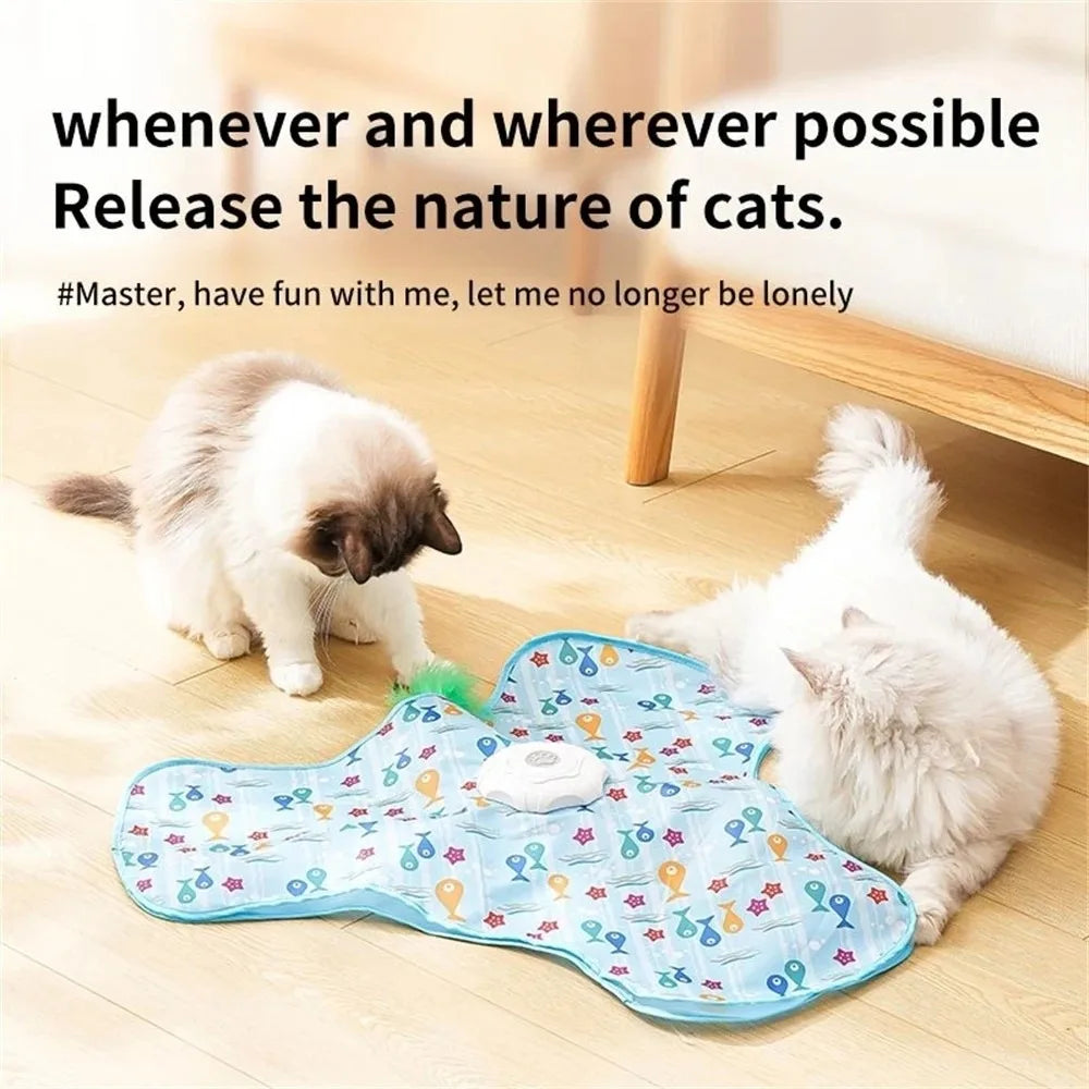 Motion Activated Smart Cat Toys Rechargeable Moving Concealed Feathers Pet Toy Cover Self Soothing Hide and Seek Toy