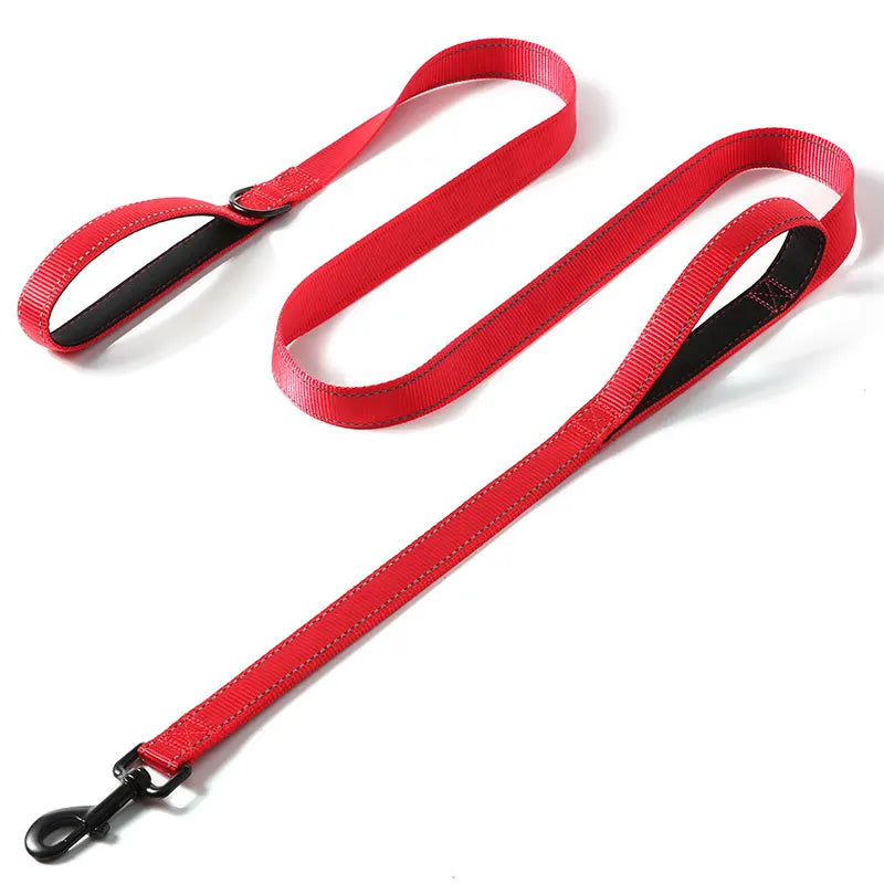 1.2/1.5/1.8m Two Handle Heavy Duty Double Handle Nylon Dog Leash For Training Control Guard Rope Walking Cats Dogs Harness Lead