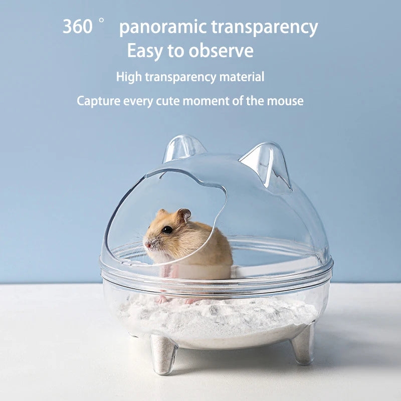 Hamster Transparent Bathroom Small Pet Sand Bath Cage Large Capacity Prevent Splash Bathing Transparent Shower Room Accessories