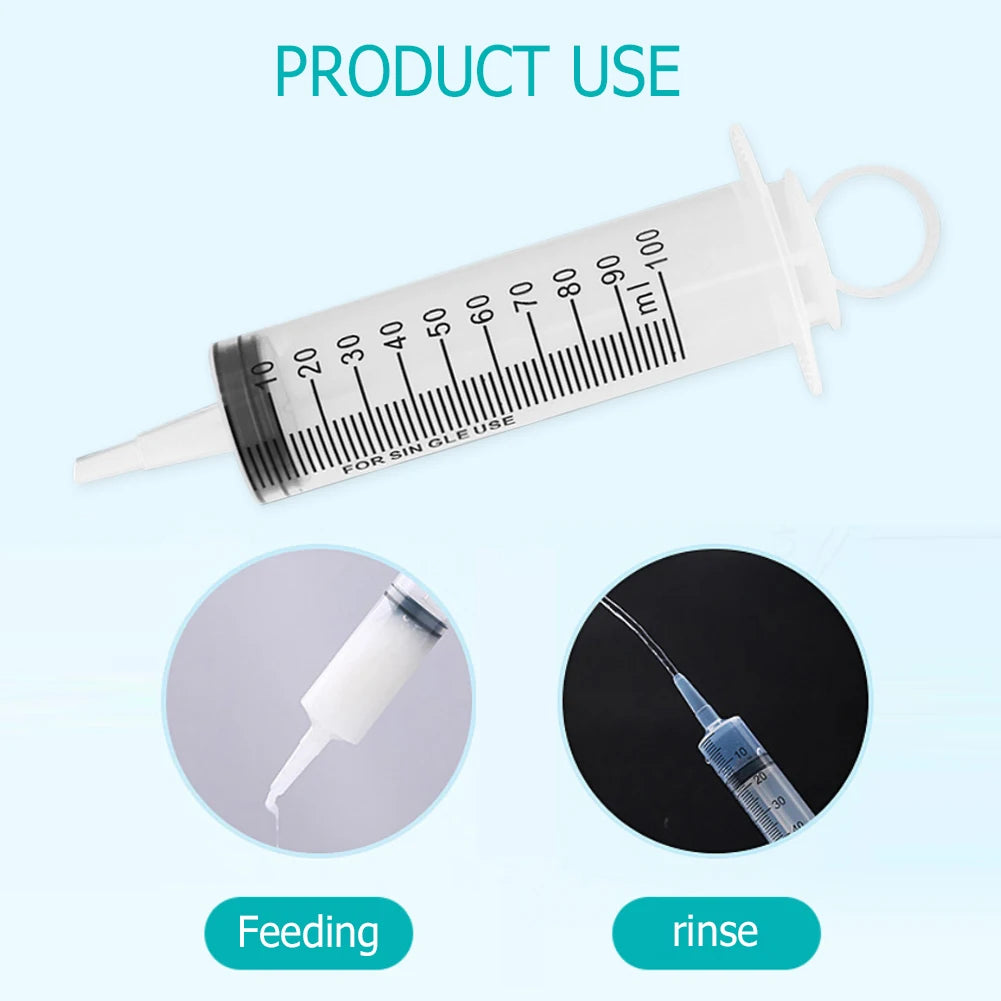 100ml Measuring Syringe Glue Filling Feeding Syringe Nutrient Sterile Plastic Syringe Watering Refilling for Animal Food Feeding