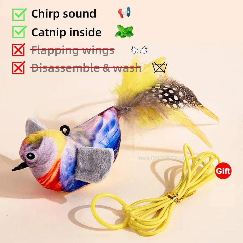 Simulated Bird Cat Toy Interactive Rechargeable Catnip Touch Activated Plush
