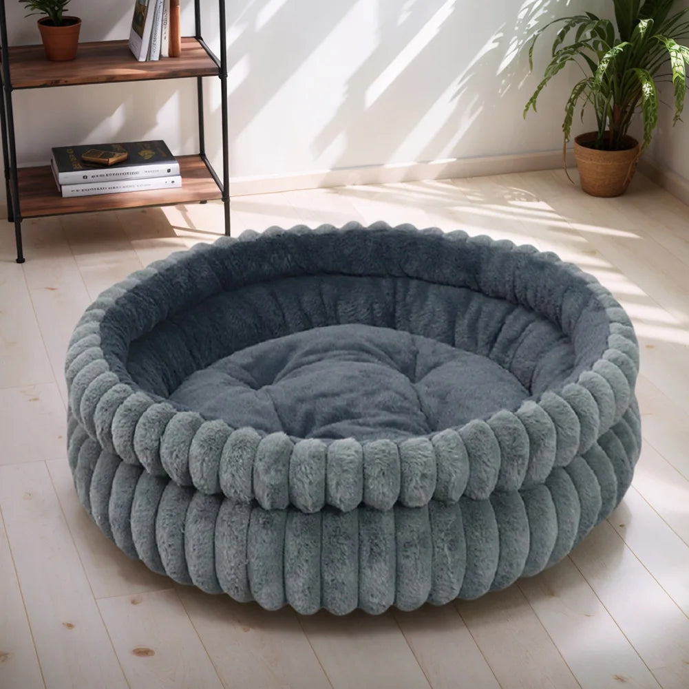 60CM Cat Bed Kitten Bed with Anti-Slip Bottom Dog Beds & Furniture Soft Plush Fur Pet Bed Load Capacity of 15 Kg for Indoor