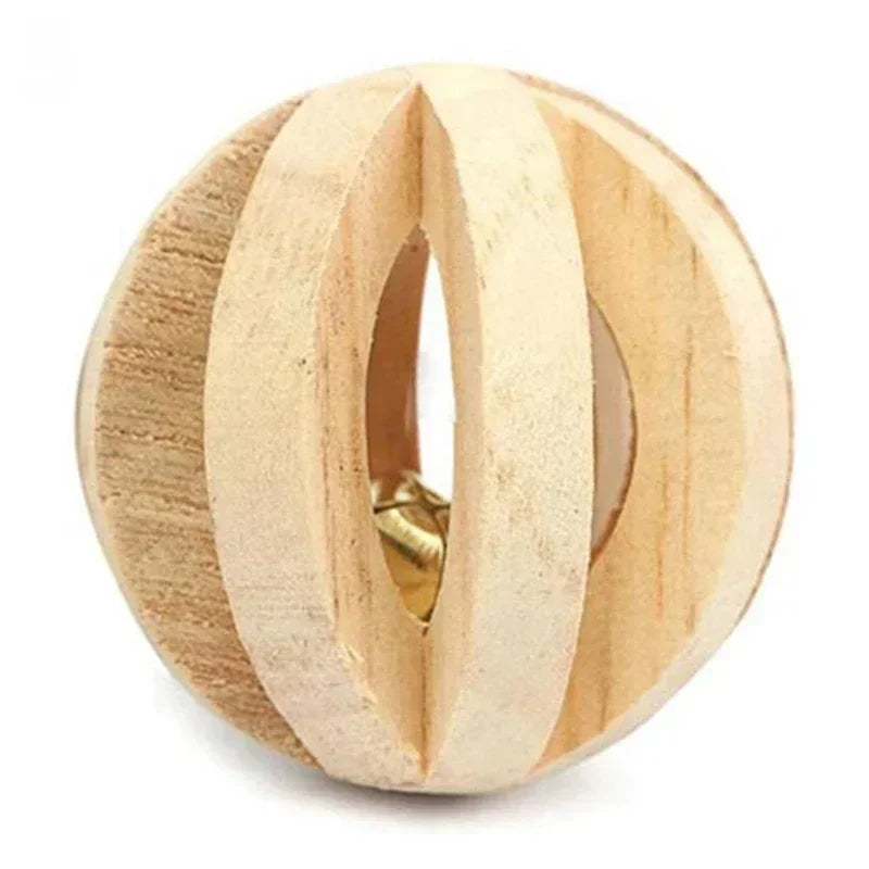 Cute Rabbit Roller Toys Natural Wooden Pine Dumbells Unicycle Bell Chew Toys for Guinea Pigs Rat Small Pet Molars Supplies New