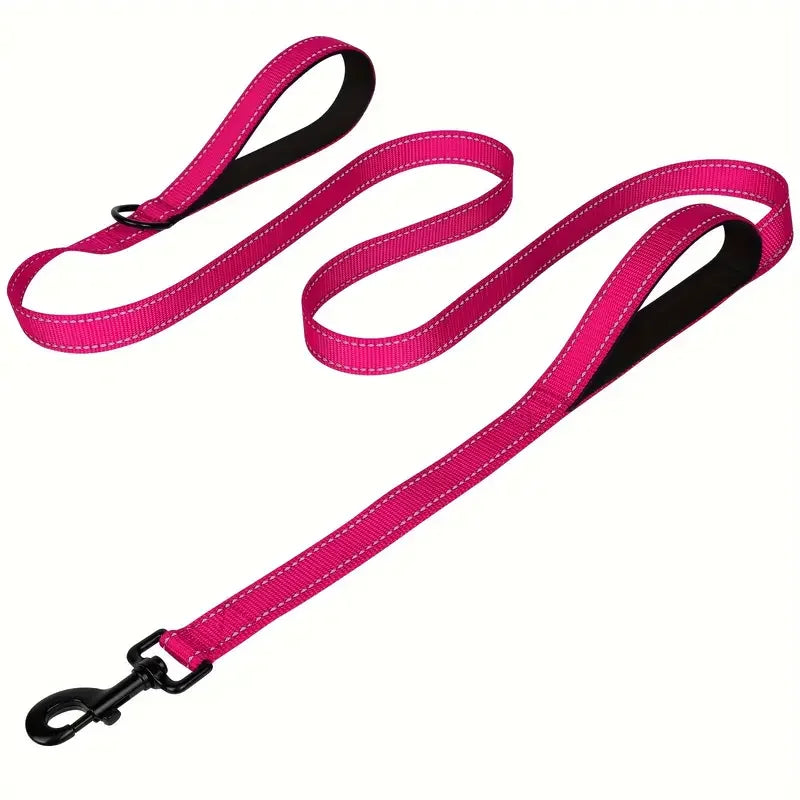 Heavy Duty Double Handle Dog Leash with Reflective Strips for Night Safety - Ideal for Large and Extra Large Breeds - Perfect fo